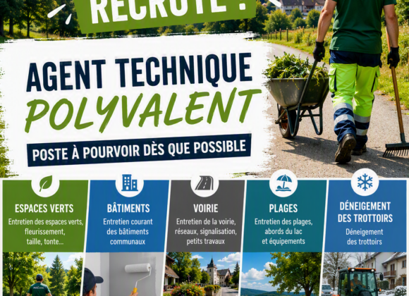 OFFRE D&rsquo;EMPLOI -Recrutement d&rsquo;un agent technique à temps complet-